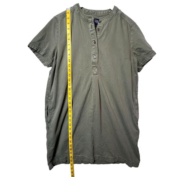 Gap Womens Green Short-Sleeve Tunic Dress M Lyocell/Cotton Blend - Picture 5 of 11